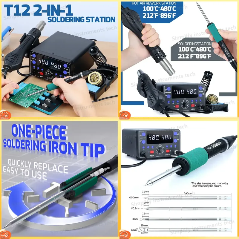 775W Soldering Station 2 in 1  - Hot Air Rework Station T12 ulasan dan harga